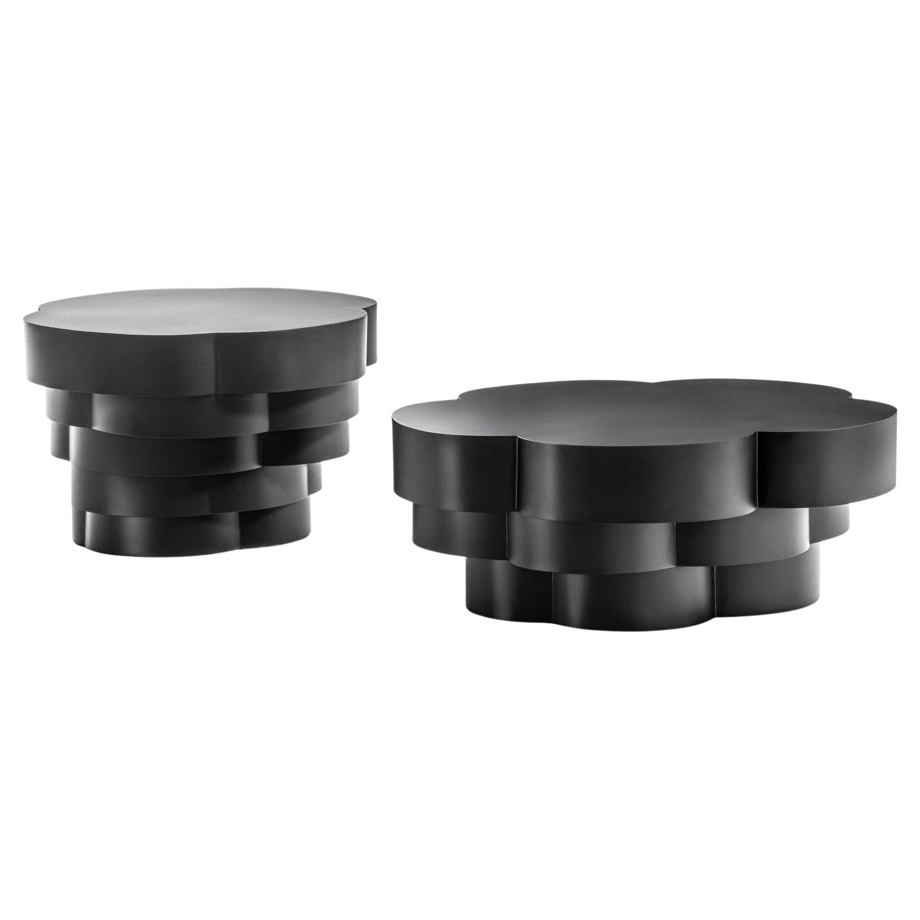 Contemporary Set of 2 Coffee Table Crafted from Hand-Bent Strips of Sheet Steel For Sale