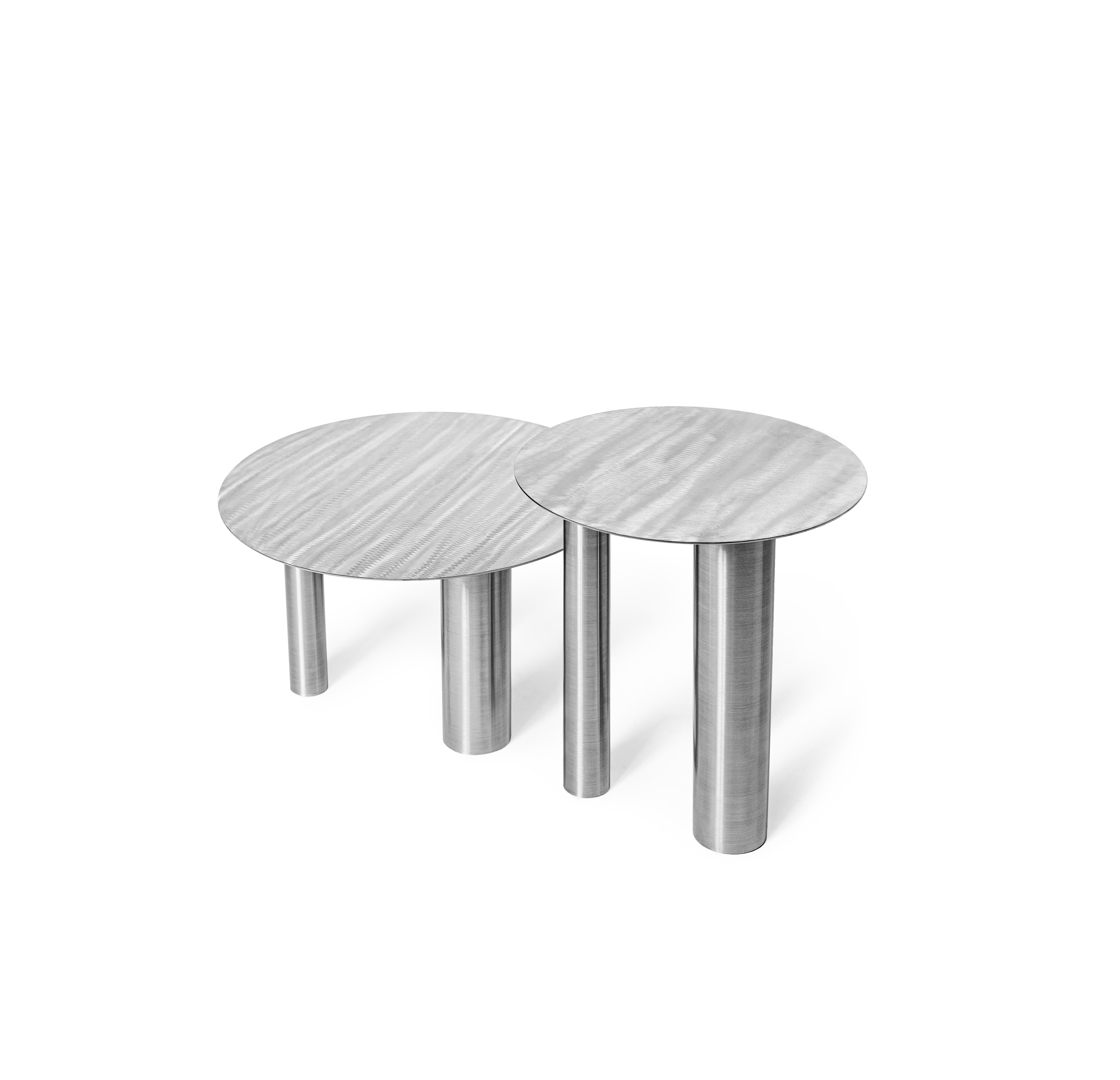 Contemporary Set of 2 Coffee Tables 'Brandt Cs1' by Noom, Stainless Steel For Sale 15