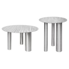 Contemporary Set of 2 Coffee Tables 'Brandt Cs1' by Noom, Stainless Steel