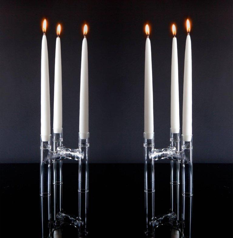 Modern EU Clients Contemporary Set of 2 Czech Glass Trio Candelabra/Bud Vases in Stock