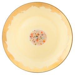 Contemporary Set of 2 Dessert Plates Gold Hand Painted Porcelain