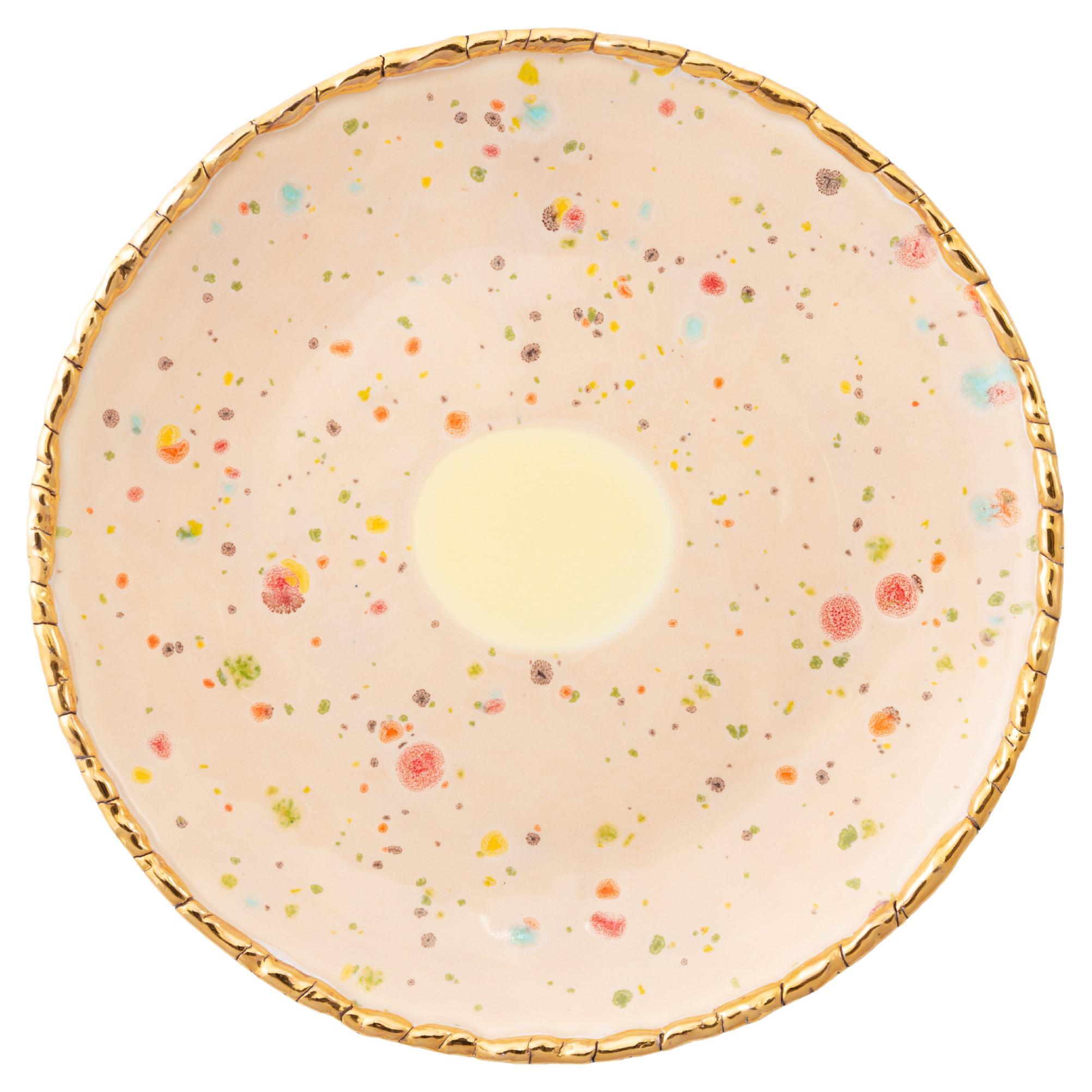 Set von 2 Desserttellern, Gold, handbemalt, Coralla Maiuri, modernes, modernes Geschirr