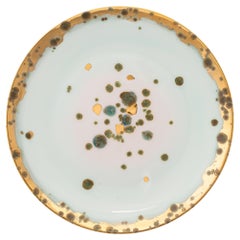 Contemporary Set of 2 Dessert Plates Gold Hand Painted Porcelain Tableware