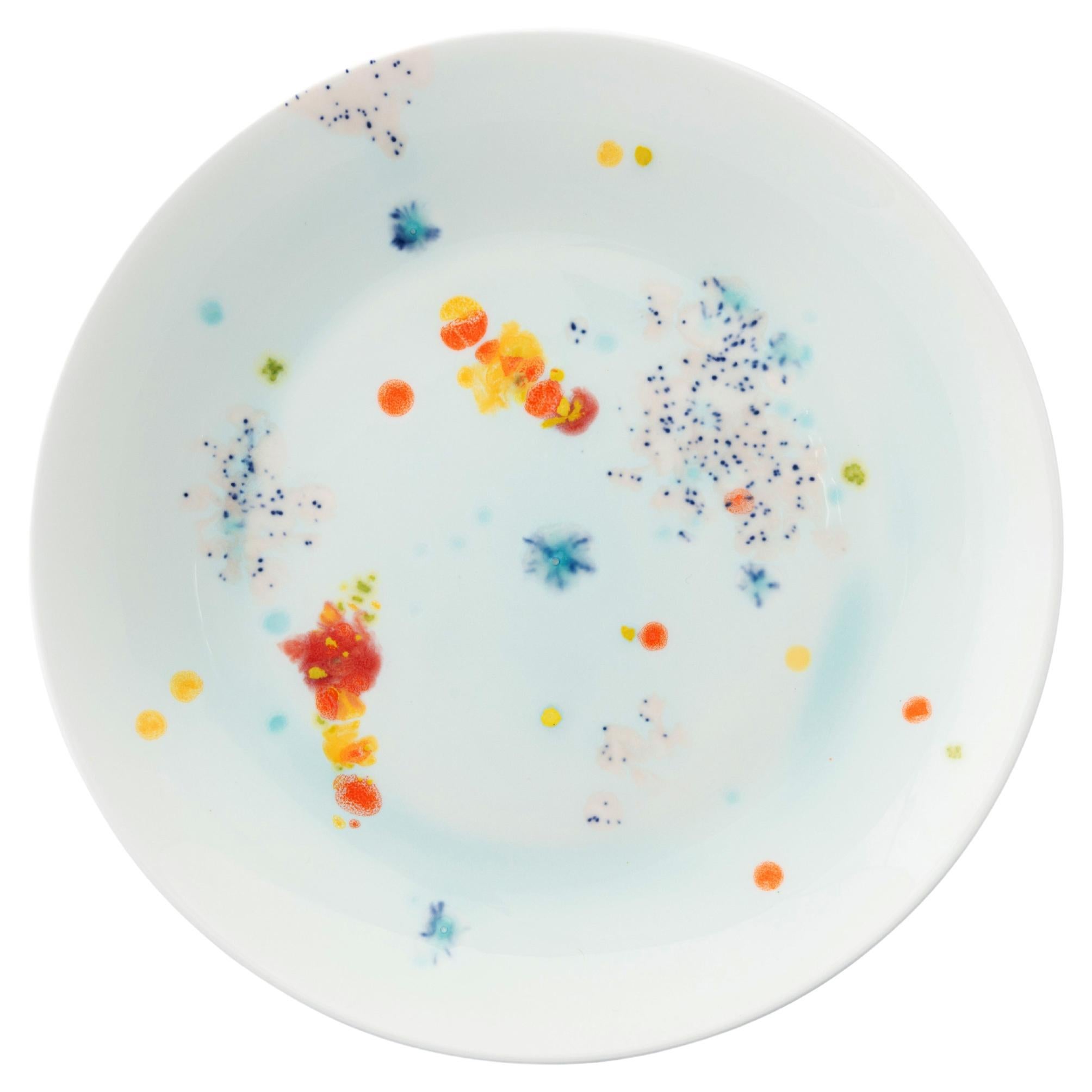 Contemporary Set of 2 Dessert Plates Hand Painted Porcelain Tableware For Sale