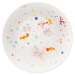 Ensemble contemporain de 2 assiettes à dîner en porcelaine peintes à la main