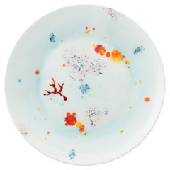 Contemporary Set of 2 Dinner Plates Hand Painted Porcelain Tableware