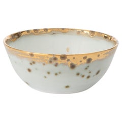 Contemporary Set of 2 Fruit Bowls Gold Hand Painted Porcelain Tableware