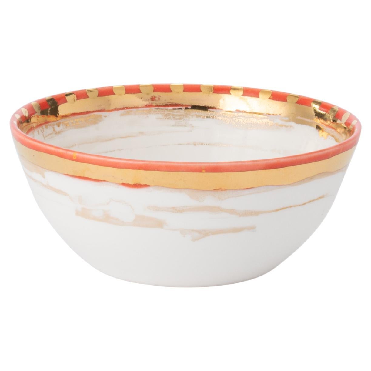 Ensemble contemporain de 2 bols à fruits en porcelaine dorée peinte à la main, de style contemporain