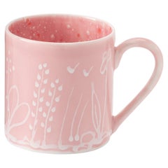 Set de 2 grandes tasses italiennes contemporaines en porcelaine peinte à la main Berry Pink
