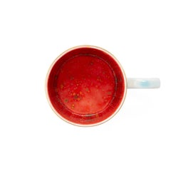 Contemporary Set of 2 Large Mugs Hand Painted Porcelain Red Gold