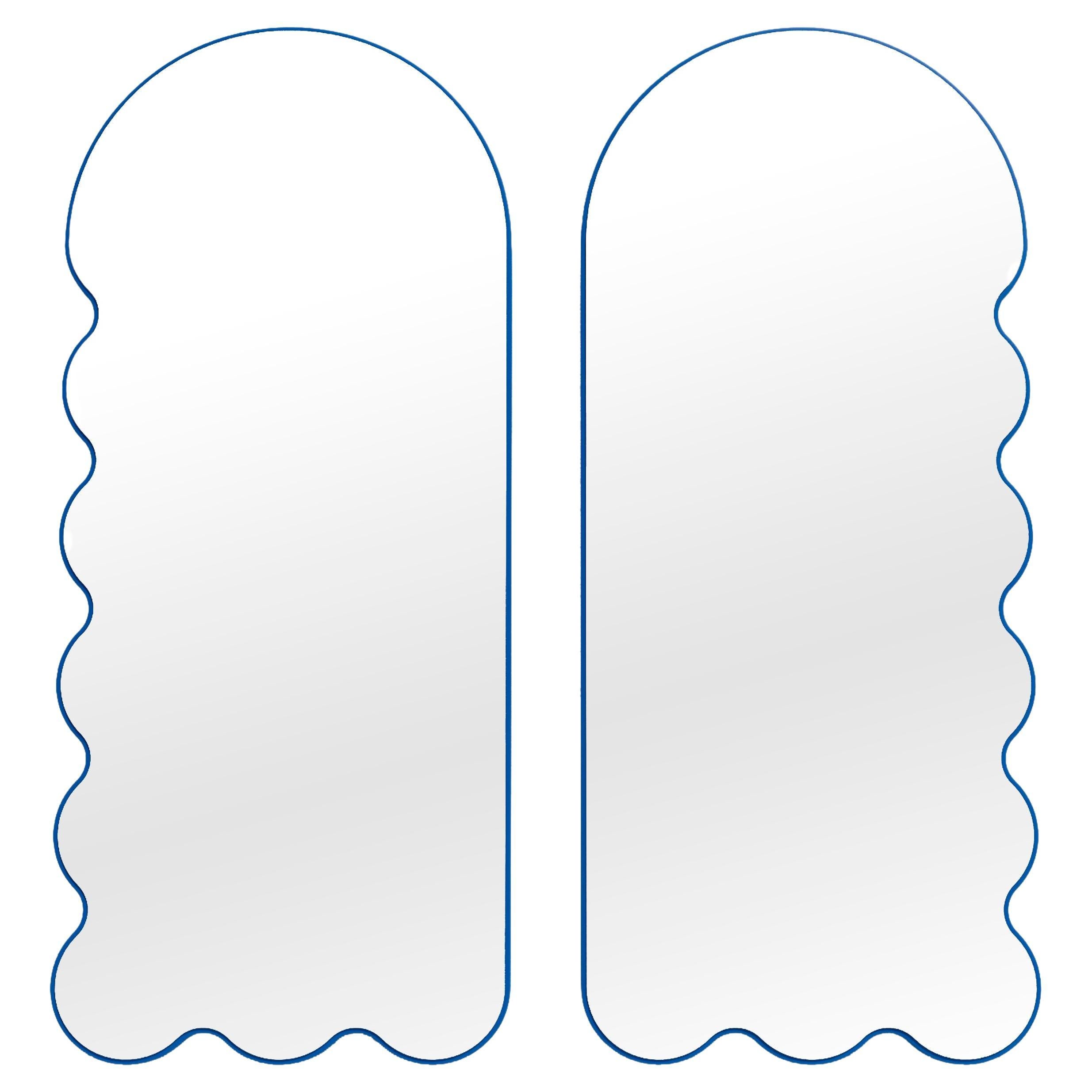 Set de 2 miroirs contemporains 'Archvyli' par Oitoproducts, cadre bleu