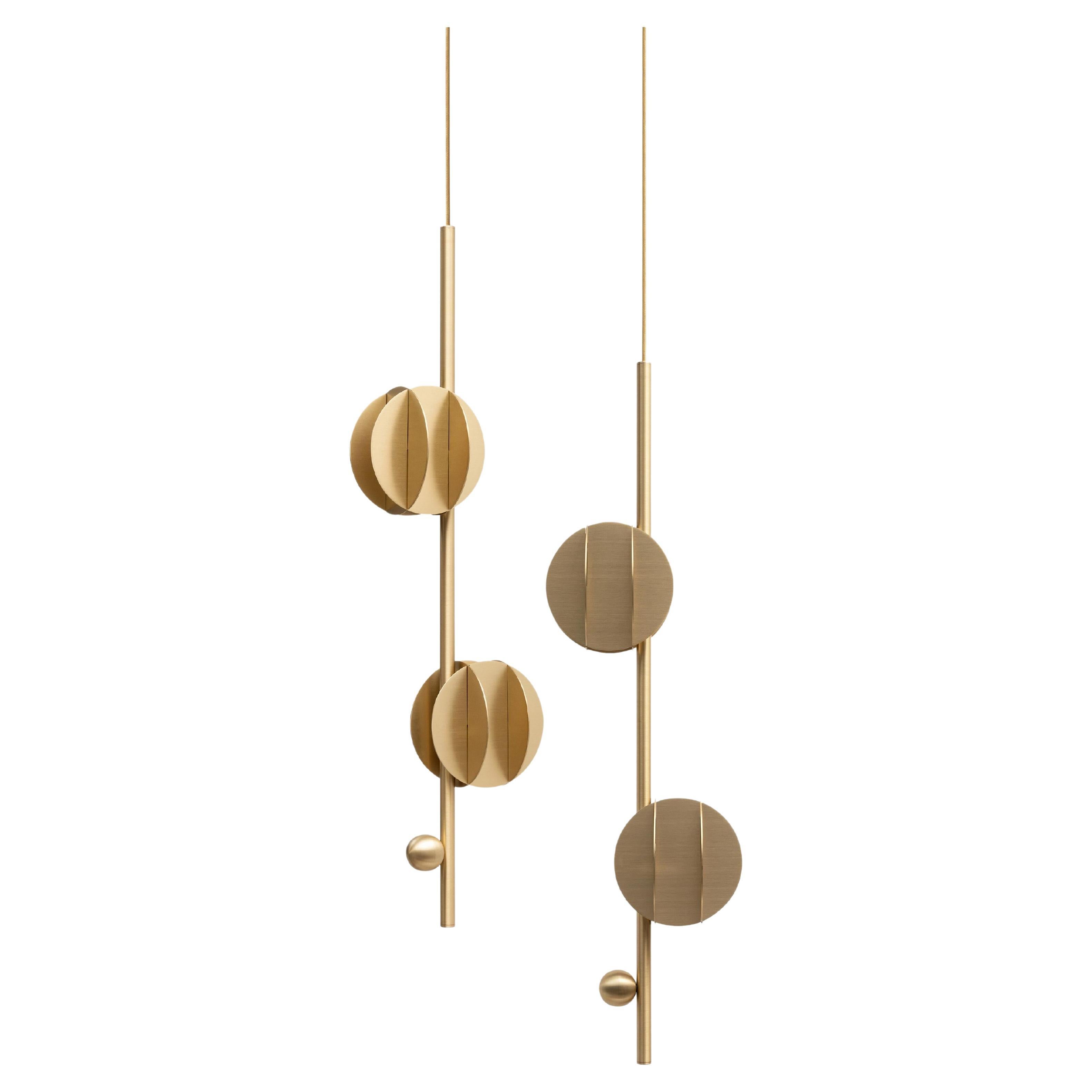 Contemporary Set of 2 Pendants 'EL Lamp' Vertical CS1 by NOOM, Brass