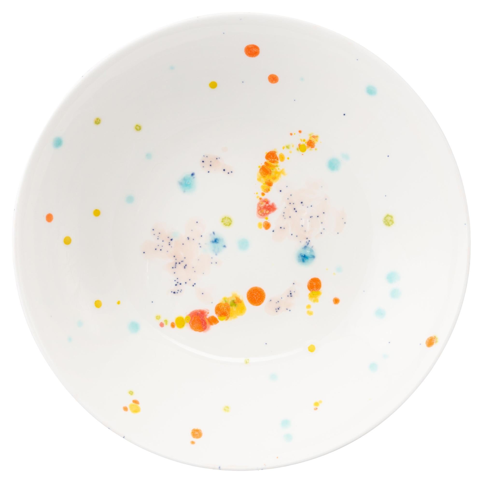 Contemporary Set of 2 Soup Plates Hand Painted Porcelain Tableware For Sale