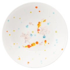 Ensemble contemporain de 2 assiettes à soupe en porcelaine peintes à la main