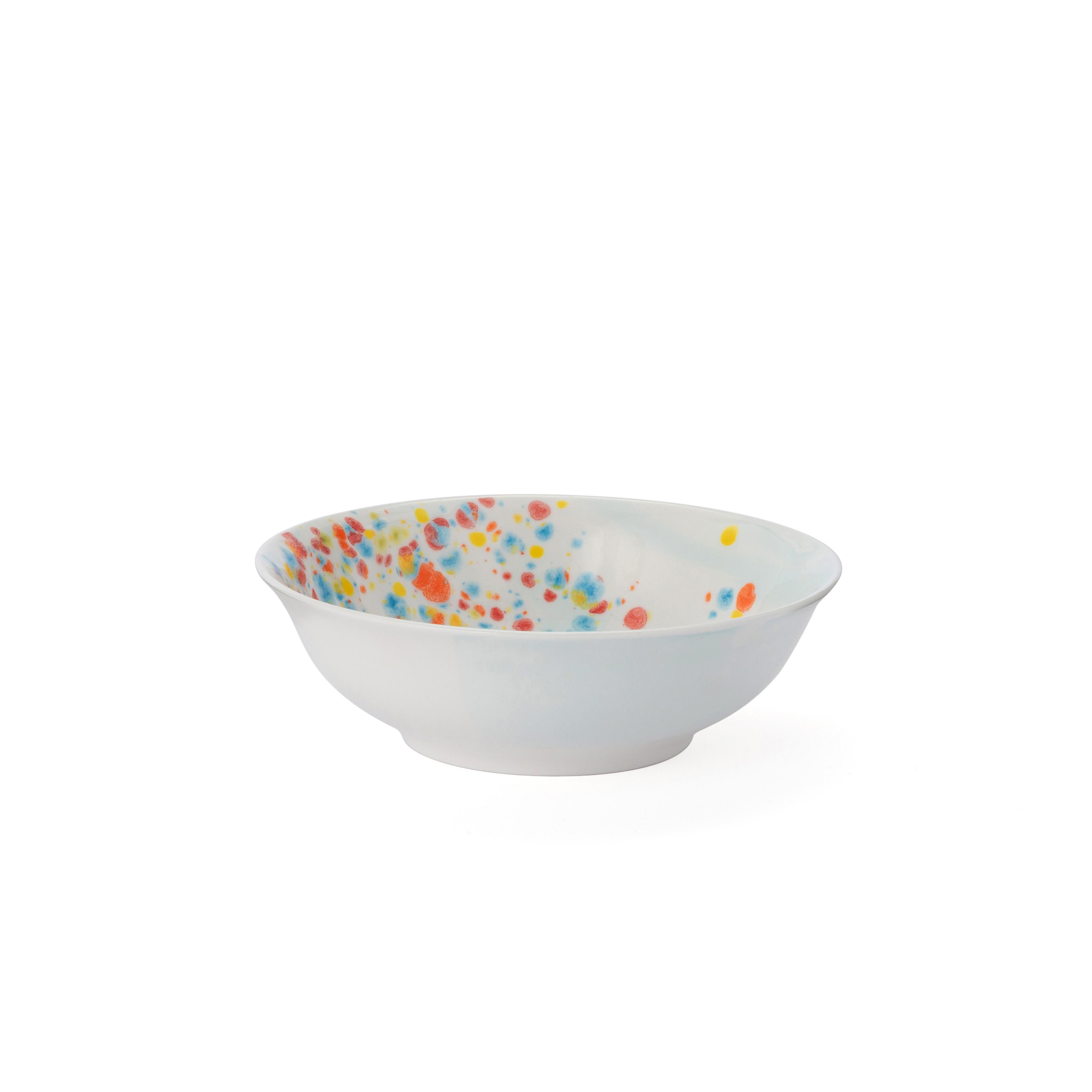 Modern Contemporary Set of 4 Cereal Snack Bowls Gold Hand Painted Porcelain Tableware For Sale