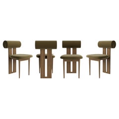 Contemporary Set of 4 Chairs 'Hippo' by Norr11, Light Smoked Oak, Velvet, Olive