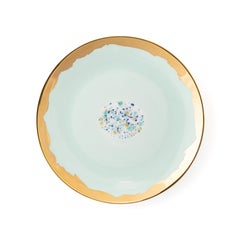 Set Contemporáneo de 4 Platos de Postre de Porcelana Pintados a Mano en Oro Vajilla