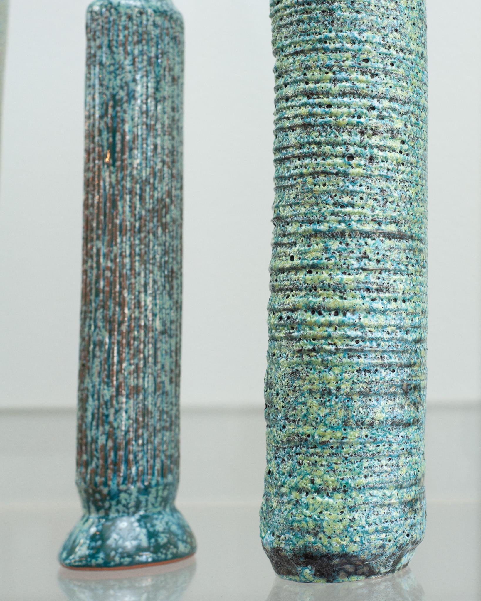 Contemporary Set of 4 Italian Mid Century-Inspired Glazed Ceramic Vases  For Sale 1