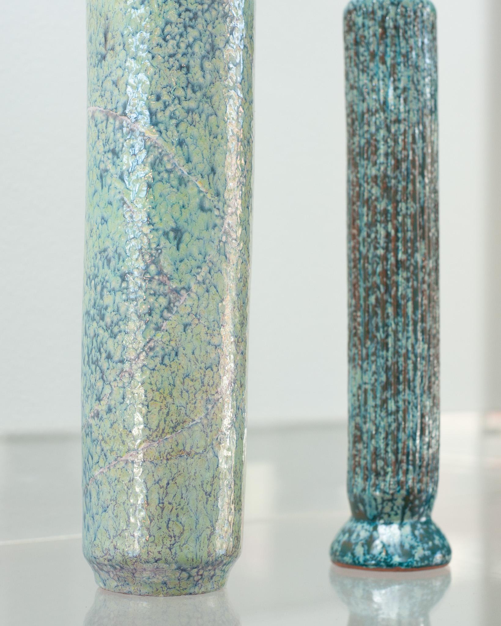 Contemporary Set of 4 Italian Mid Century-Inspired Glazed Ceramic Vases  For Sale 2
