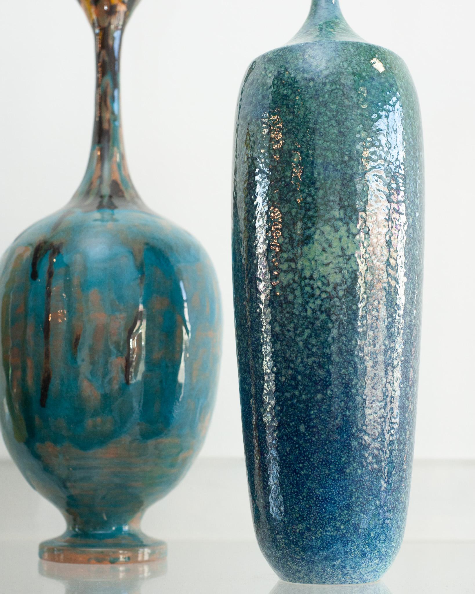 Contemporary Set of 4 Italian Mid Century-Inspired Glazed Ceramic Vases  For Sale 3