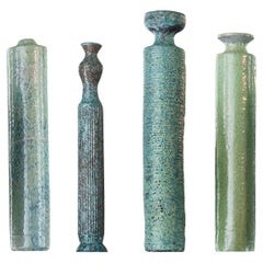 Contemporary Set of 4 Italian Mid Century-Inspired Glazed Ceramic Vases 