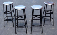 Contemporary Set of 4 Metal Bar Counter Stools Seats