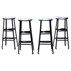 Contemporary Set of 4 Metal Bar Counter Stools Seats