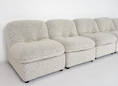 Contemporary set of 5 Armchairs, Boucle Fabric, Italy
