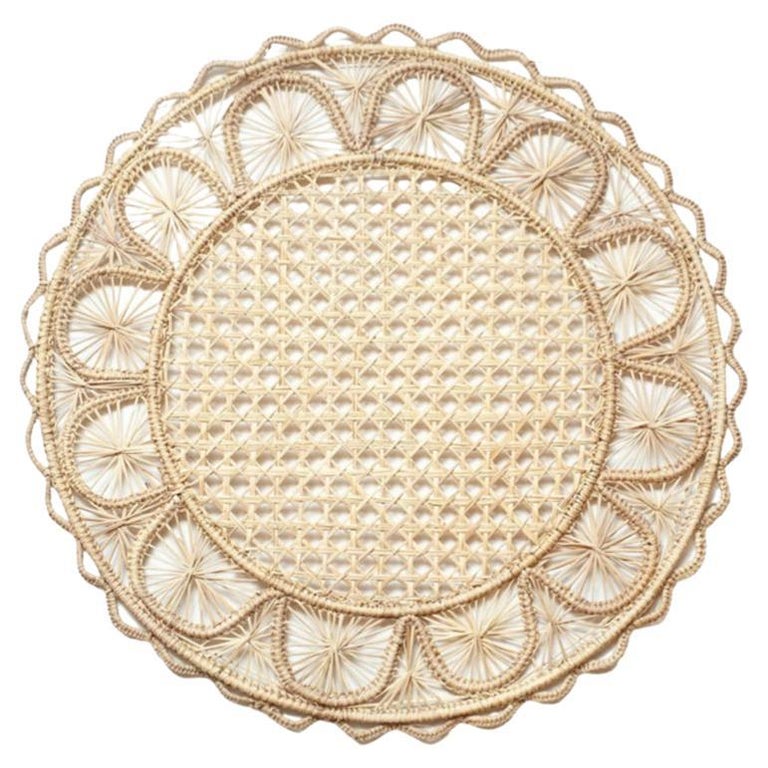 Contemporary Set of 6 Handwoven Natural Rattan Placemats For Sale at
