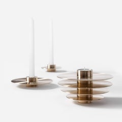 Contemporary Set of 7 Candleholders 'ORB CS1' by Noom, Brass