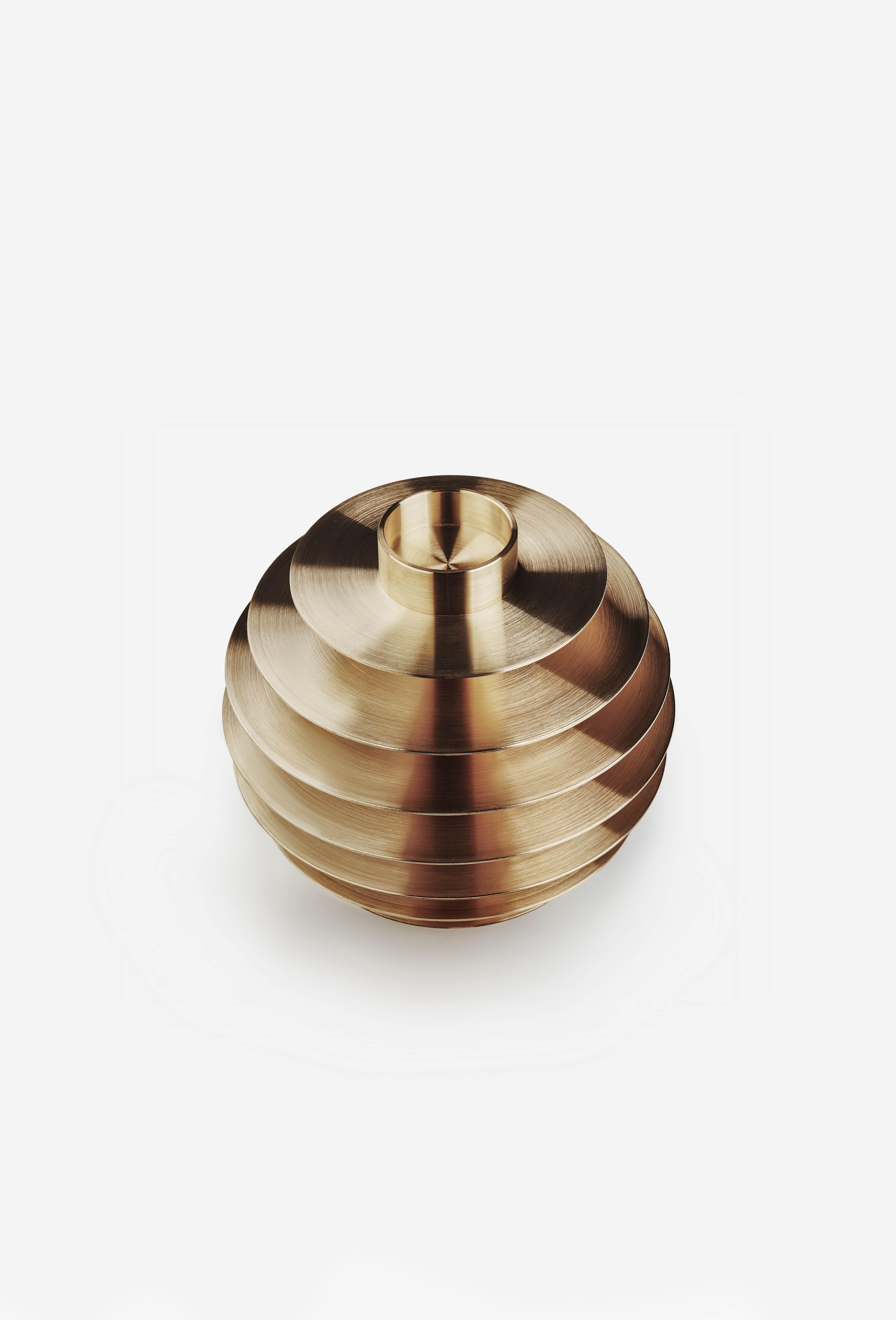 Organic Modern Contemporary Set of 7 Candleholders 'ORB CS1' by Noom, Brass For Sale