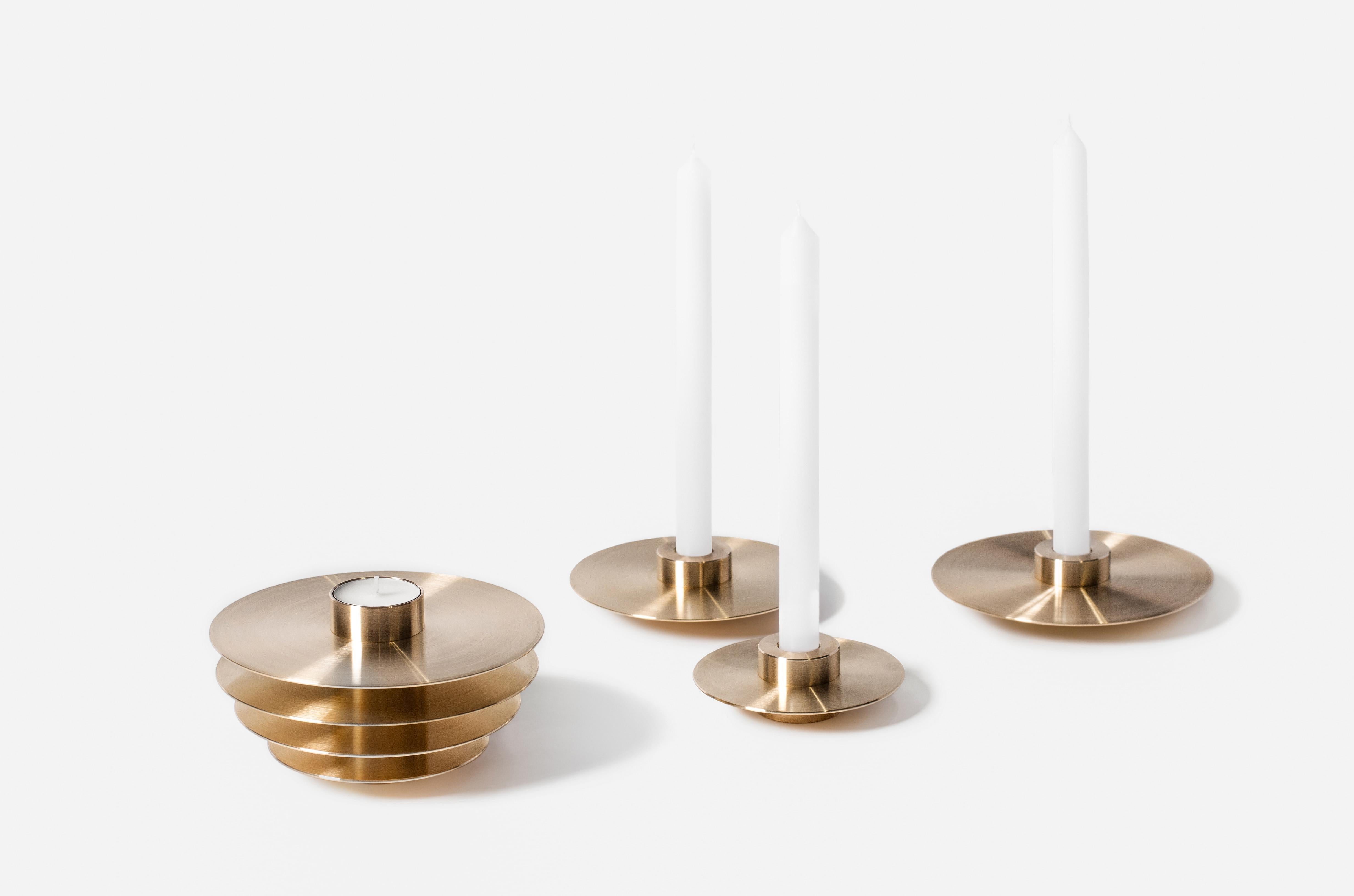 Contemporary Set of 7 Candleholders 'ORB CS1' by Noom, Brass In New Condition For Sale In Paris, FR