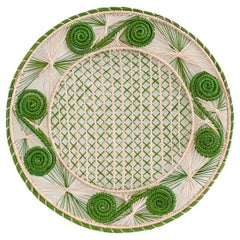 Set contemporáneo de 8 salvamanteles de ratán natural y verde tejidos a mano