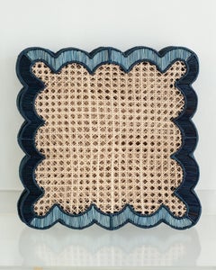 Contemporary Set of 8 Handwoven Natural Rattan Waves Placemats