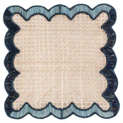 Contemporary Set of 8 Handwoven Natural Rattan Waves Placemats