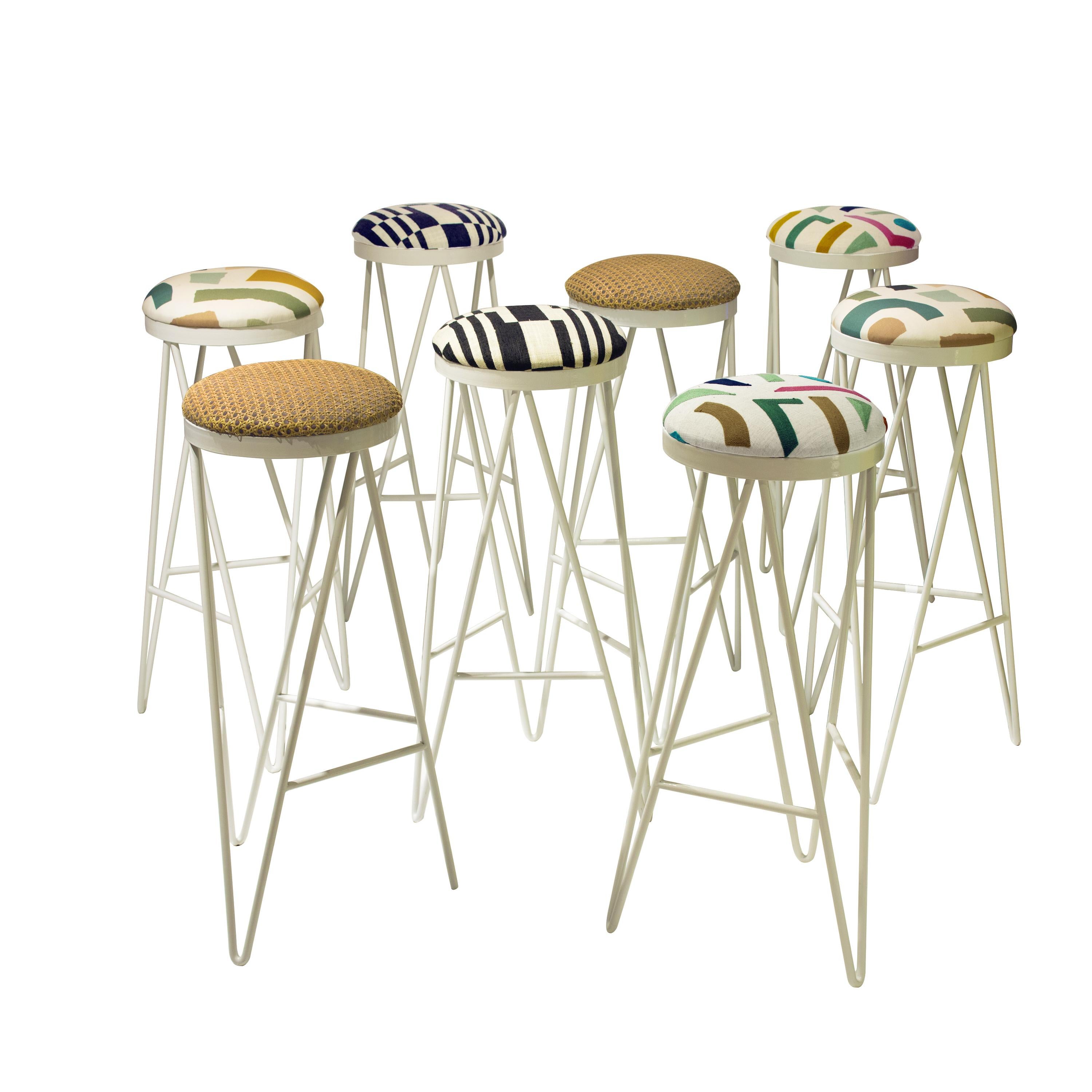 Contemporary Set of 8 Steel Stool Designed by IKB191 Studio , Spain, 2022 For Sale