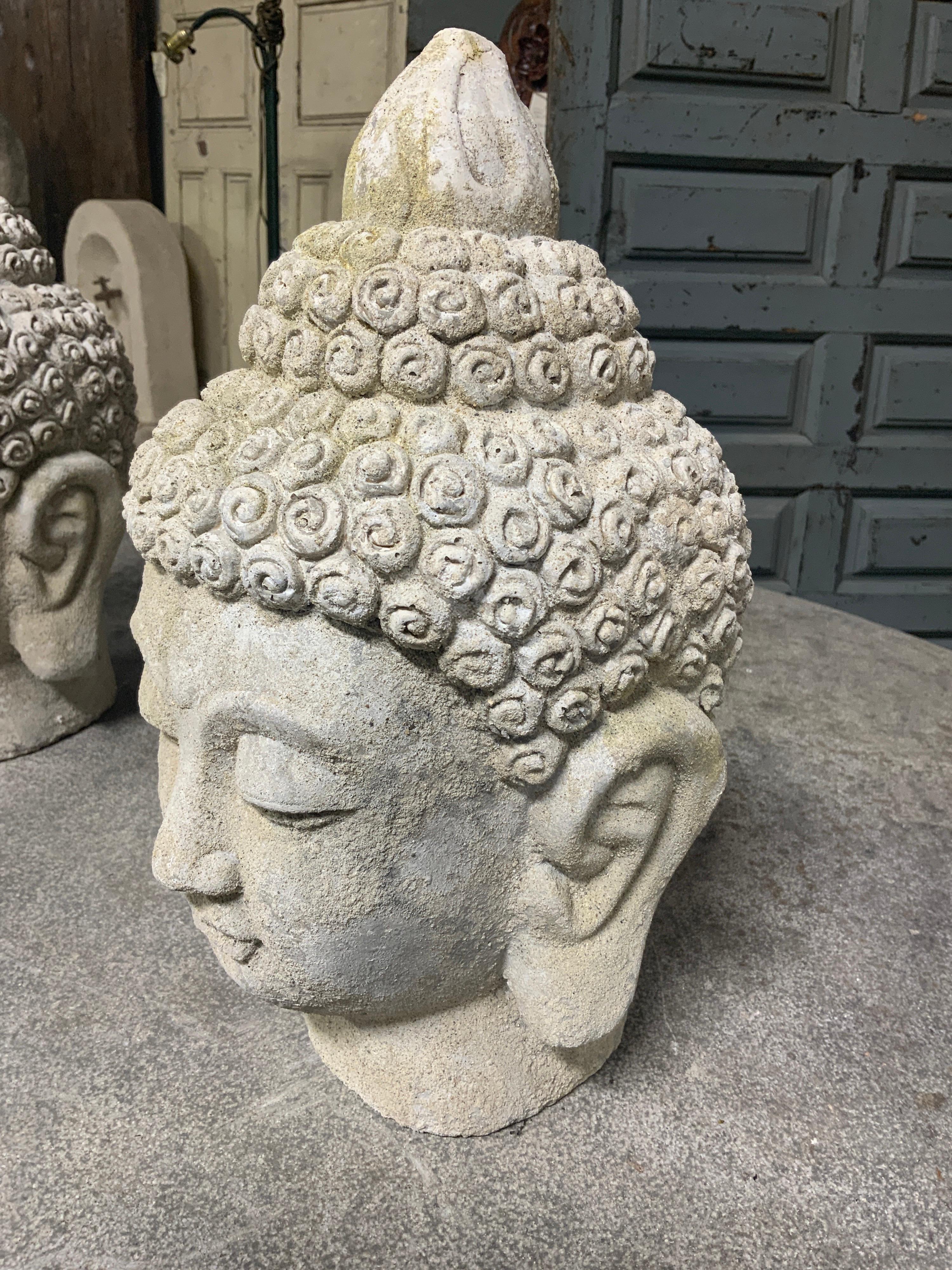 French Contemporary Set of Buddha Head Statues