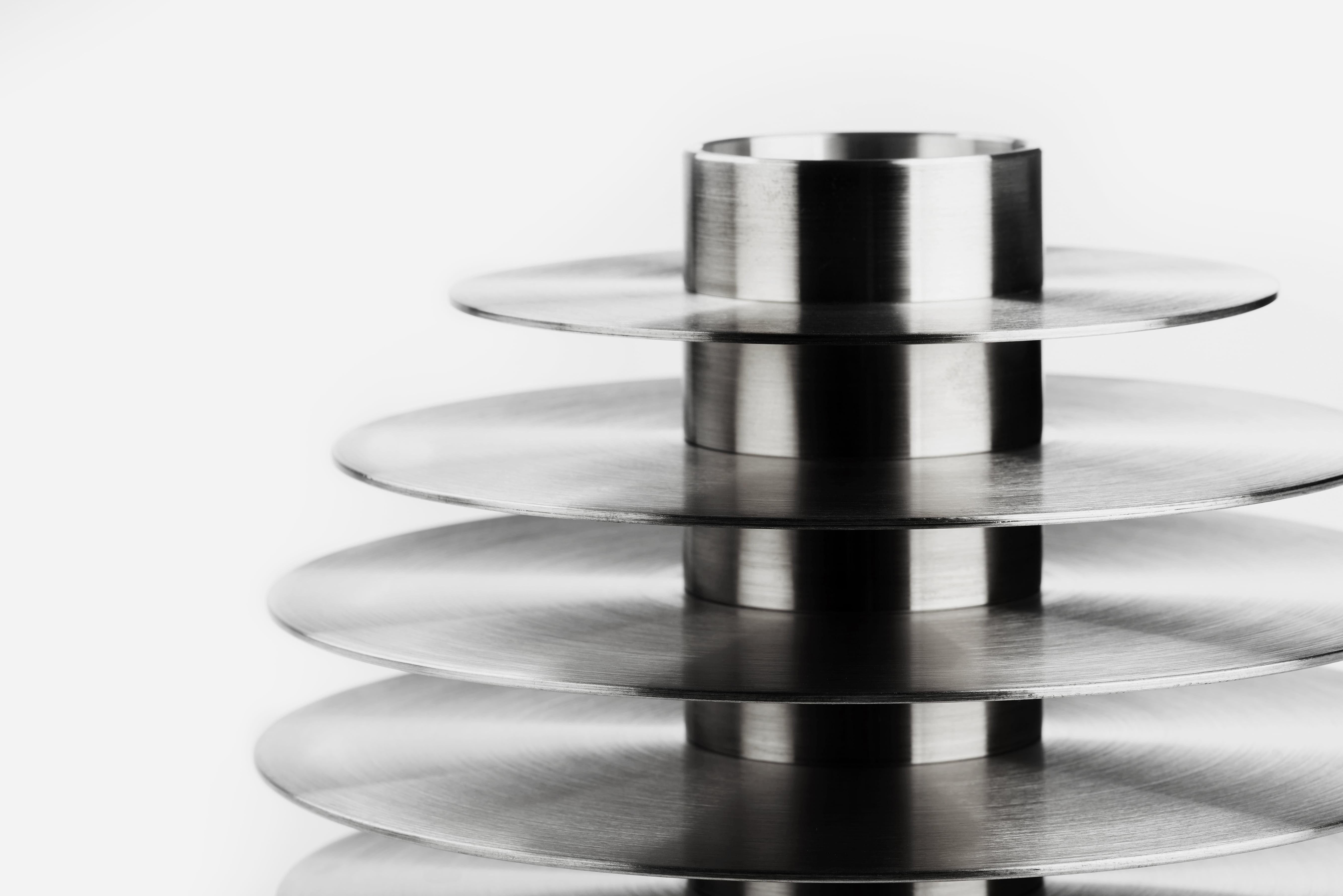 Contemporary Set of Candleholders 'ORB' CS2 by Noom, Stainless Steel For Sale 5