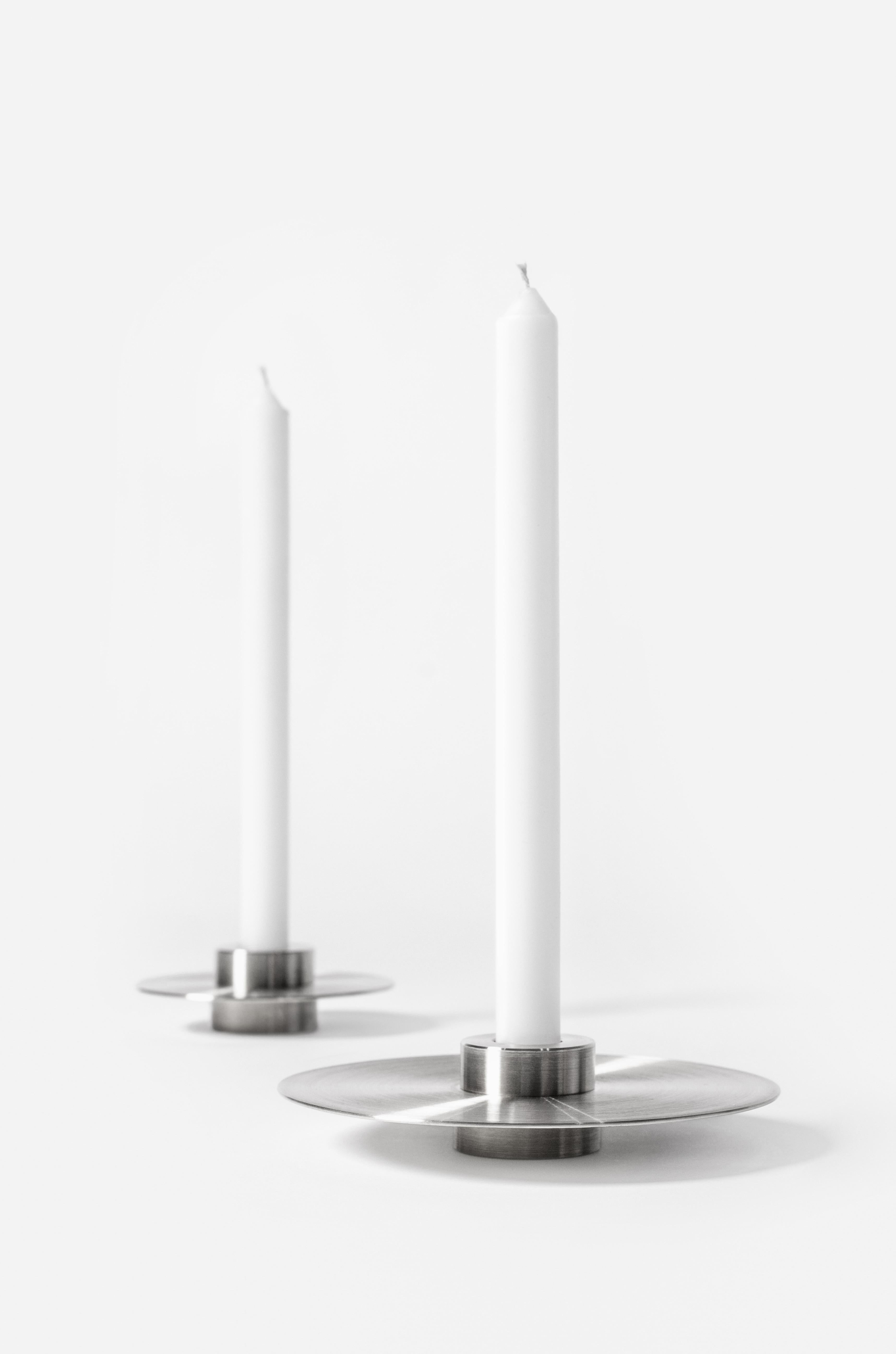 Contemporary Set of Candleholders 'ORB' CS2 by Noom, Stainless Steel For Sale 8