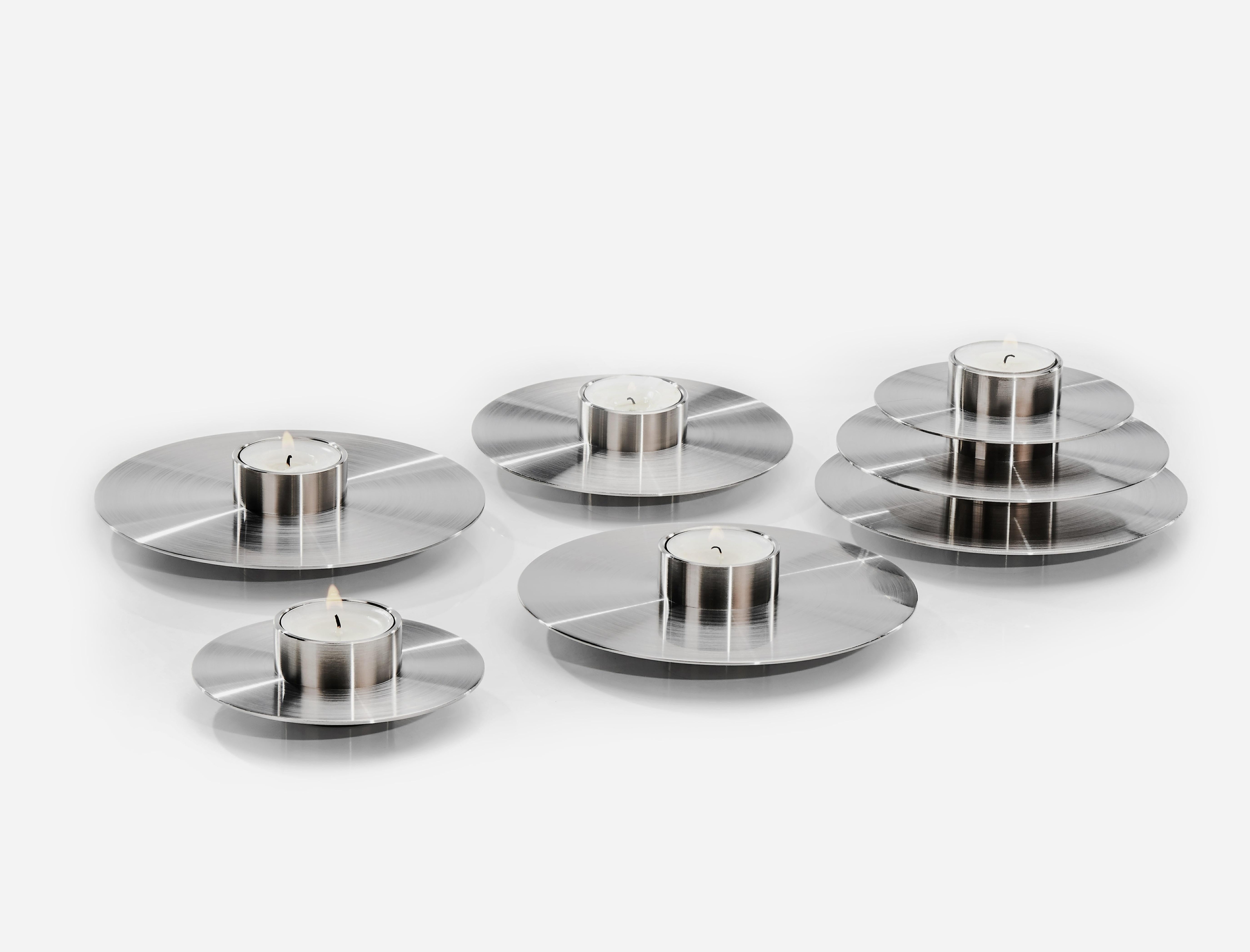 Contemporary Set of Candleholders 'ORB' CS2 by Noom, Stainless Steel For Sale 10