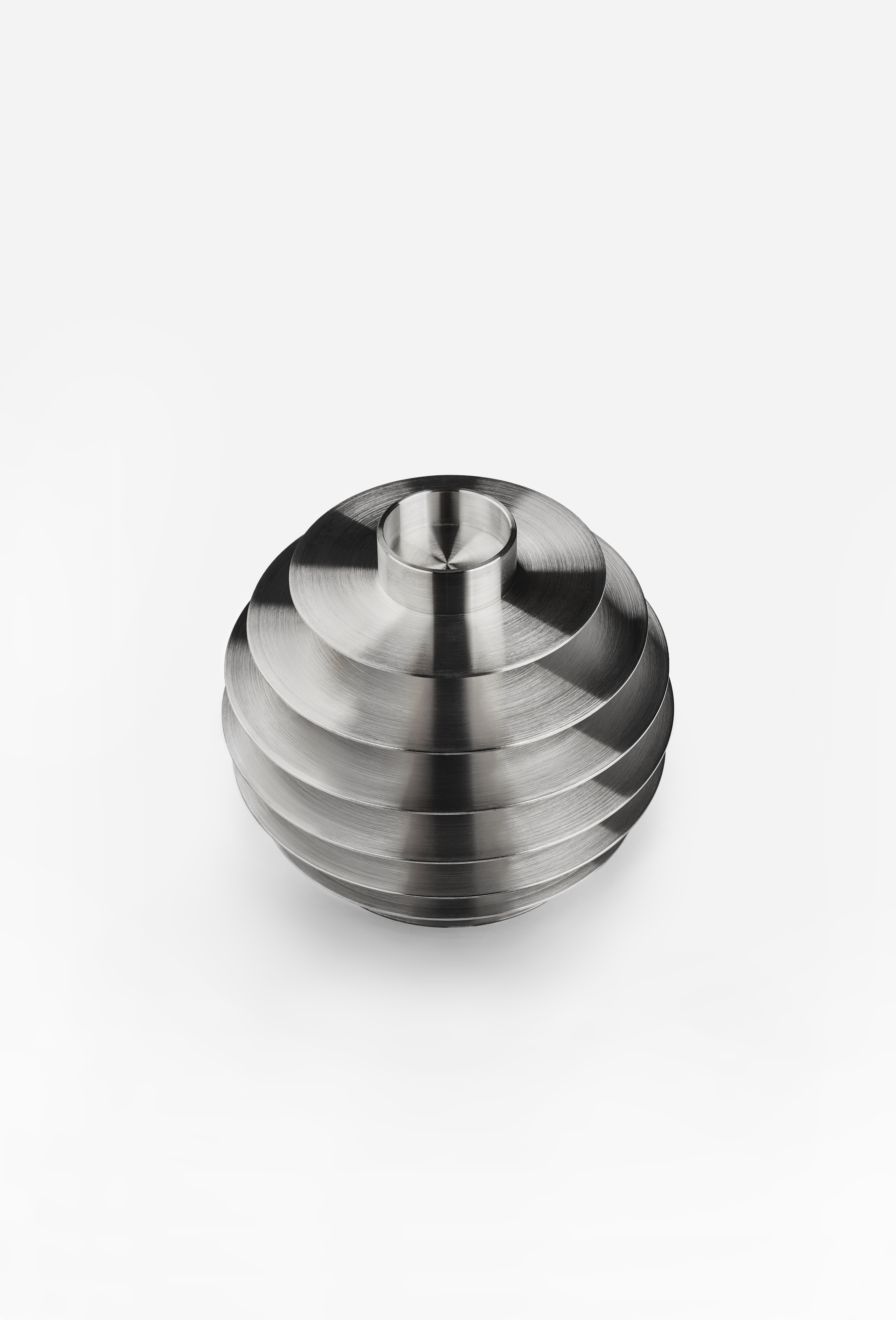 Contemporary Set of Candleholders 'ORB' CS2 by Noom, Stainless Steel In New Condition For Sale In Paris, FR