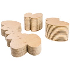 Contemporary Set of Plywood Coffee and Side Table "Nuvem" by Samuel Lamas