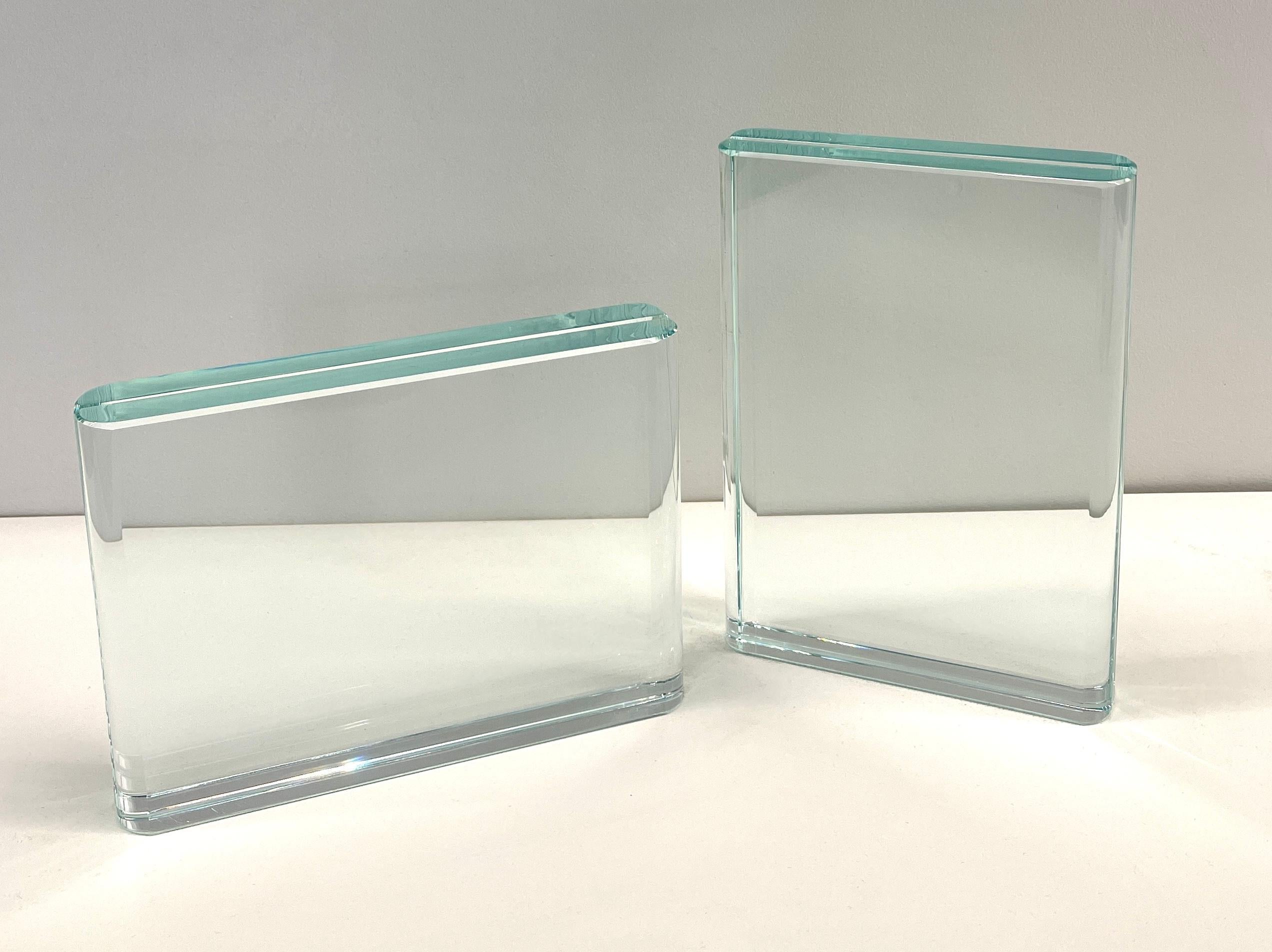 Glass Contemporary Set of Two Handmade Transparent Crystal Photo Frames by GhiróStudio For Sale