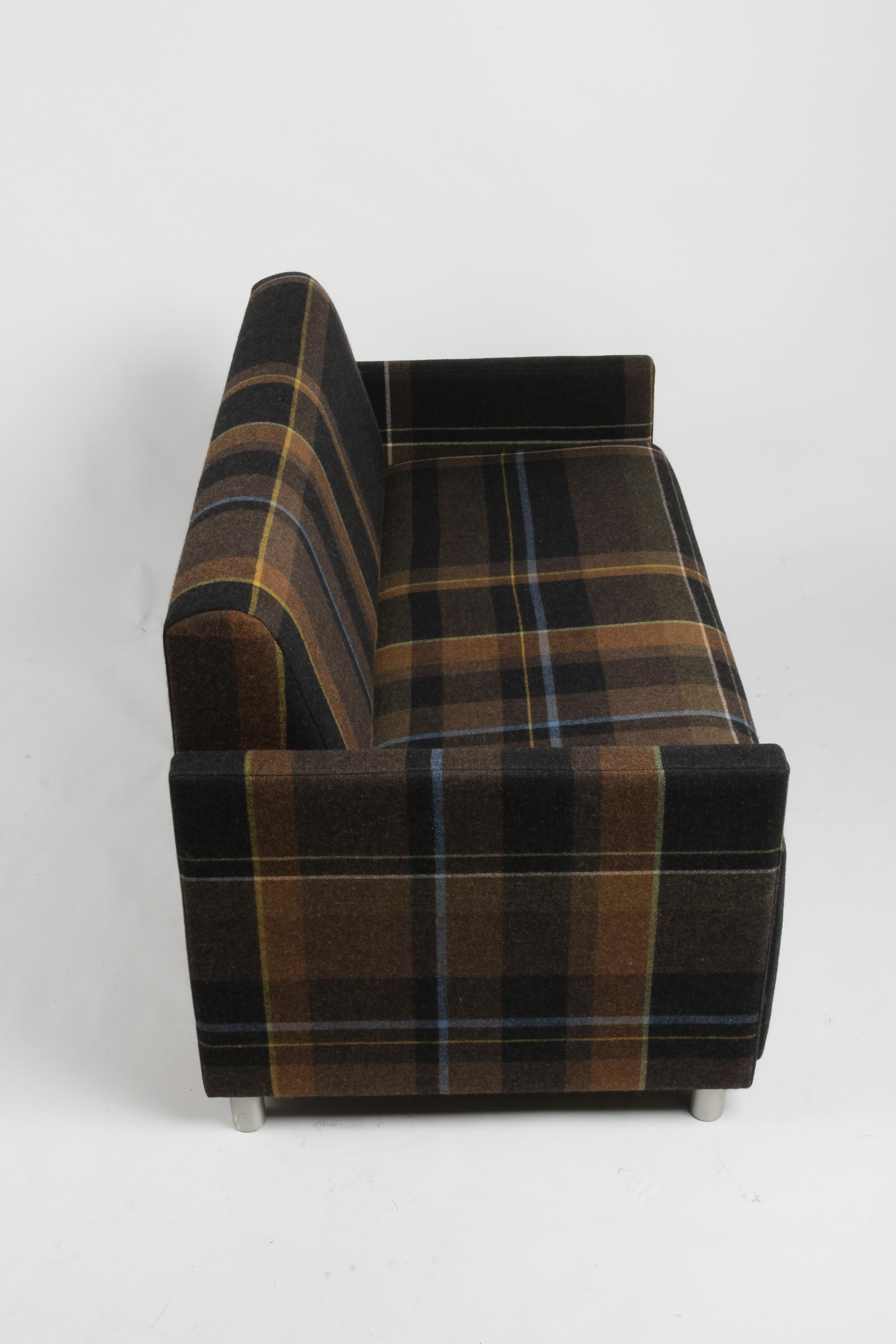 Coalesse Settee Upholstered in Paul Smith by Maharam Exaggerated Wool Plaid  For Sale 4