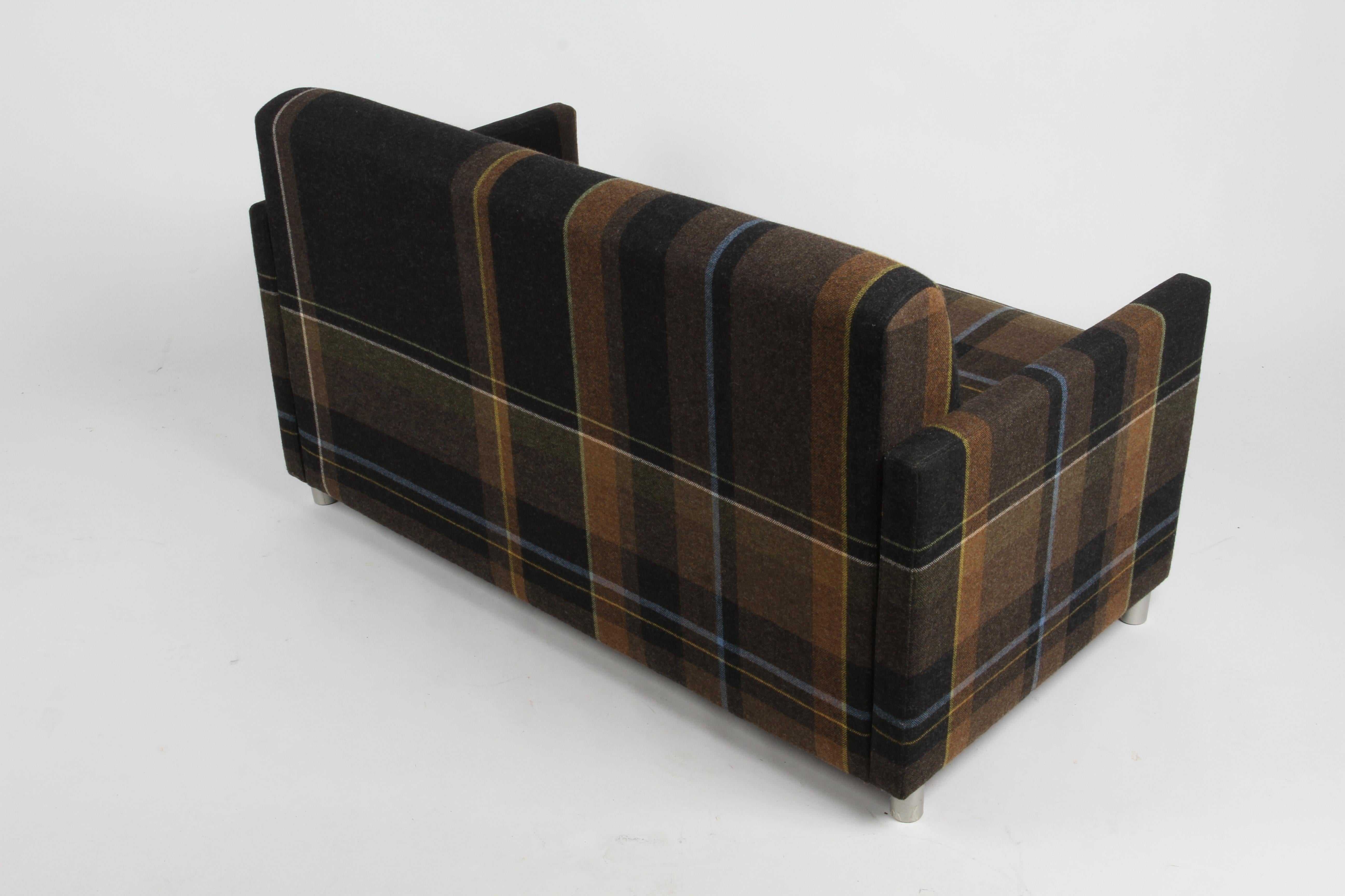 Coalesse Settee Upholstered in Paul Smith by Maharam Exaggerated Wool Plaid  For Sale 5