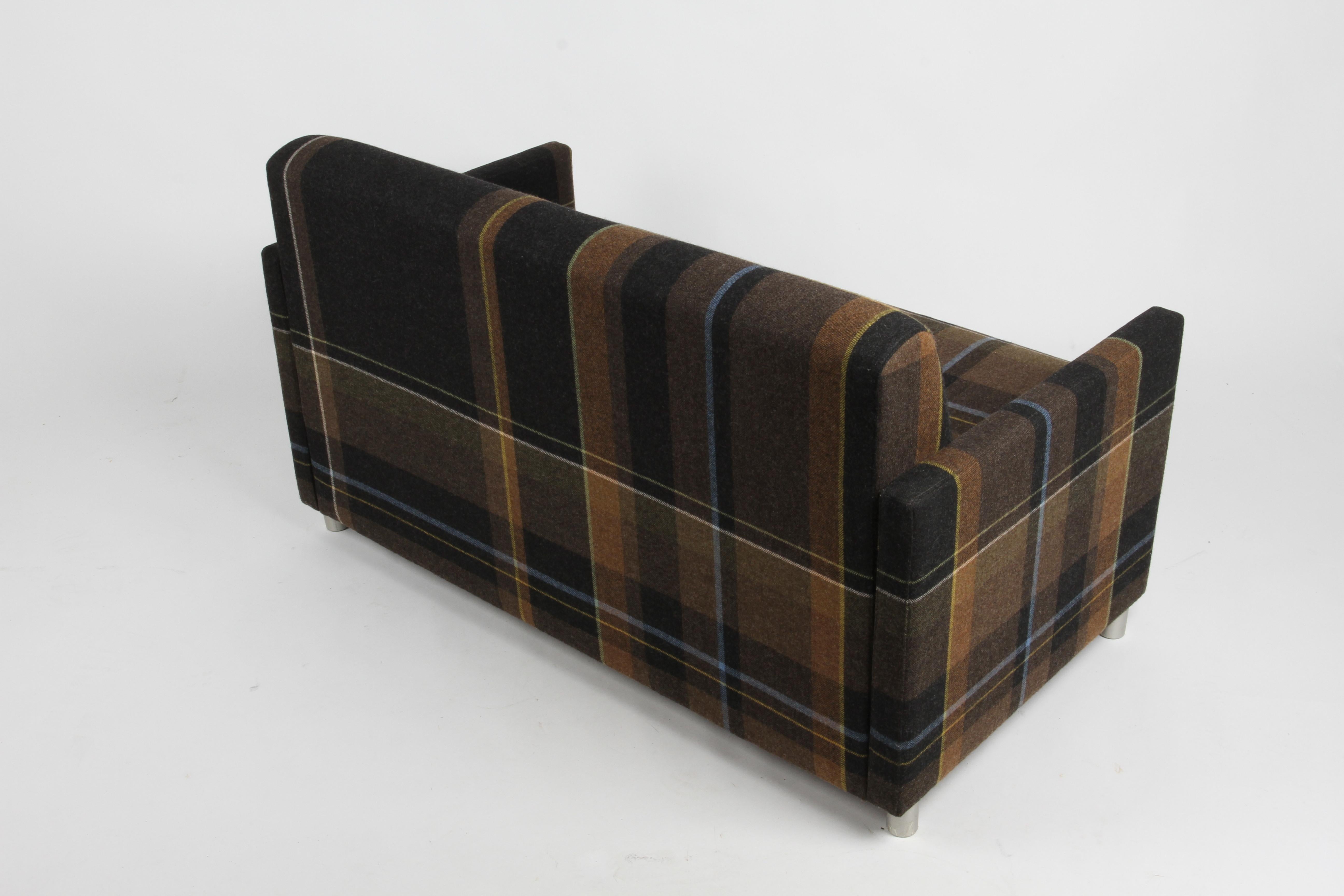 Coalesse Settee Upholstered in Paul Smith by Maharam Exaggerated Wool Plaid  For Sale 6