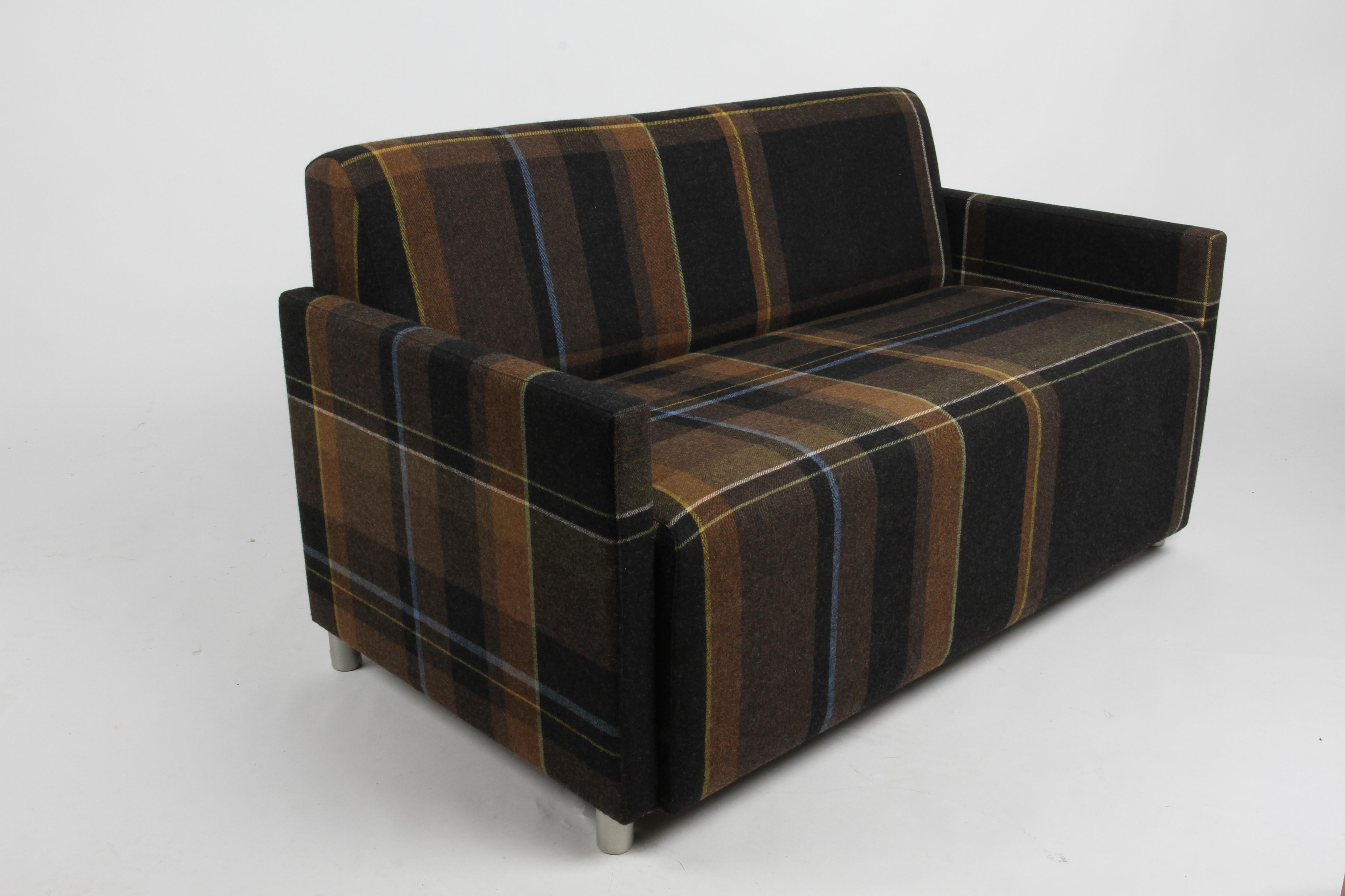 Coalesse Settee Upholstered in Paul Smith by Maharam Exaggerated Wool Plaid  For Sale 1