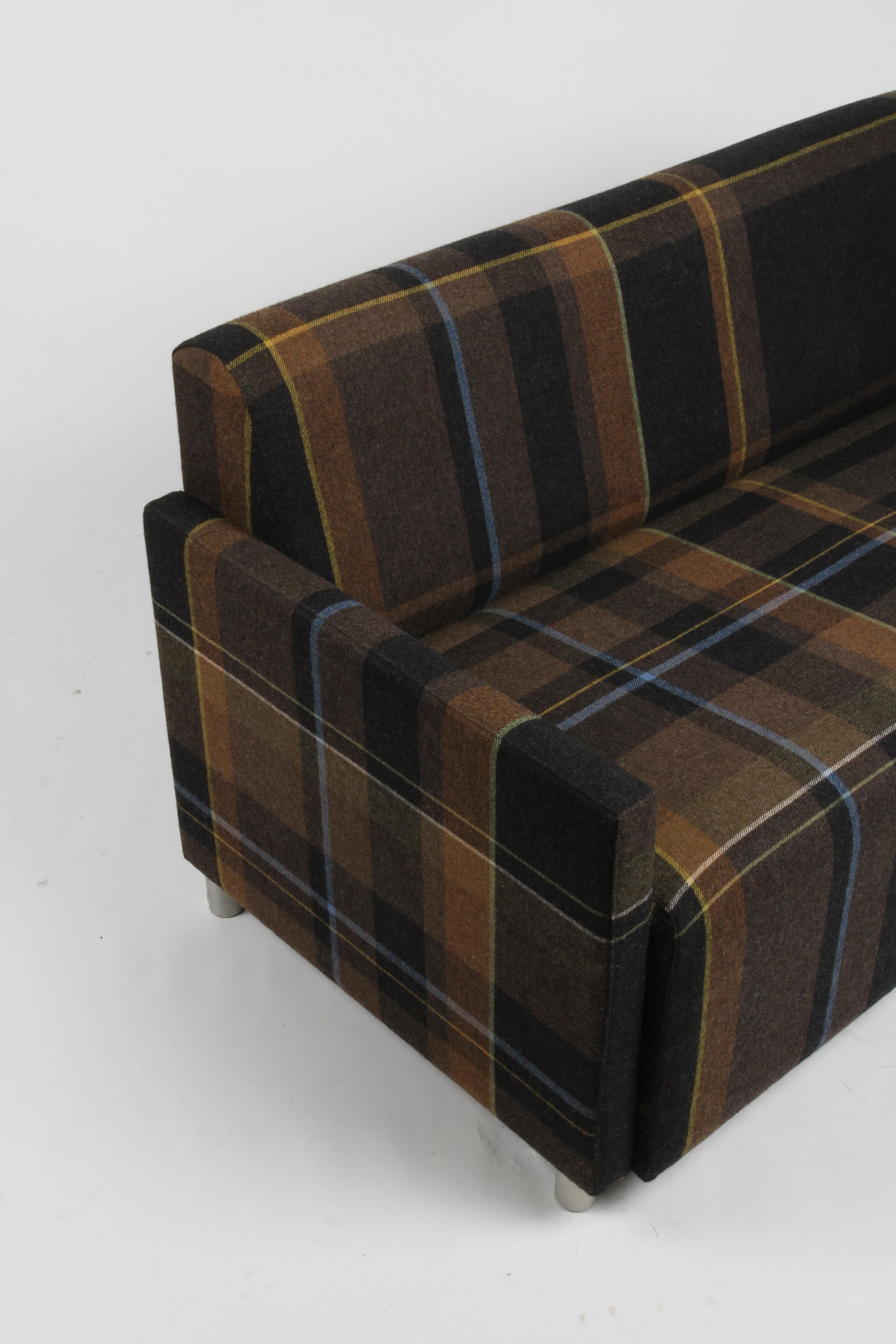 Coalesse Settee Upholstered in Paul Smith by Maharam Exaggerated Wool Plaid  For Sale 2