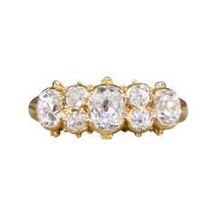 Contemporary Seven-Stone Old Cut Diamond Ring in 15 Carat Yellow Gold