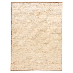 Contemporary Shag Wollteppich Marokkanischer Stil Handgefertigt In Tan